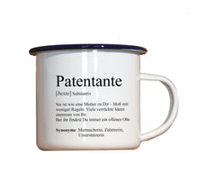 Lade das Bild in den Galerie-Viewer, Personalisierter Emaille-Becher &quot;DEFINITION PATENTANTE / PATENONKEL&quot;, Tasse, Geschenk
