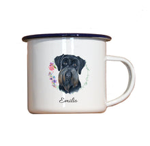 Lade das Bild in den Galerie-Viewer, Personalisierter Emaille-Becher &quot;RIESENSCHNAUZER SCHWARZ&quot;, Tasse, Geschenk
