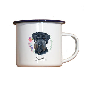 Personalisierter Emaille-Becher "RIESENSCHNAUZER SCHWARZ", Tasse, Geschenk