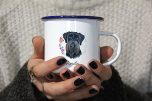 Personalisierter Emaille-Becher "RIESENSCHNAUZER SCHWARZ", Tasse, Geschenk