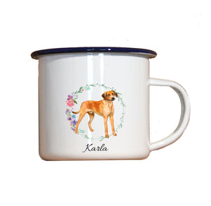 Personalisierter Emaille-Becher "RHODESIAN RIDGEBACK", Tasse, Geschenk