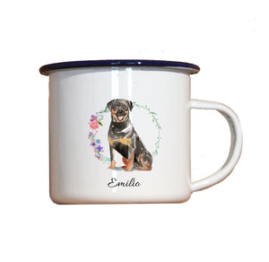 Personalisierter Emaille-Becher "ROTTWEILER", Tasse, Geschenk