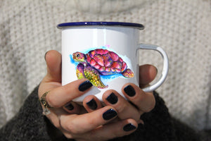 Emaille-Becher "SCHILDKRÖTE", Tasse, Geschenk