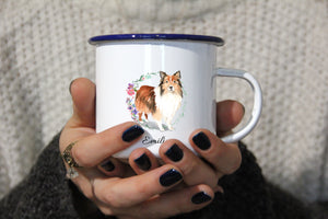 Personalisierter Emaille-Becher "SHETLAND SHEEPDOG", Tasse, Geschenk