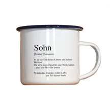 Lade das Bild in den Galerie-Viewer, Personalisierter Emaille-Becher &quot;DEFINITION SOHN / TOCHTER&quot;, Tasse, Geschenk
