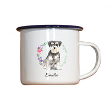 Lade das Bild in den Galerie-Viewer, Personalisierter Emaille-Becher &quot;ZWERGSCHNAUZER&quot;, Tasse, Geschenk
