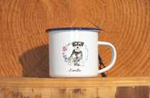 Lade das Bild in den Galerie-Viewer, Personalisierter Emaille-Becher &quot;ZWERGSCHNAUZER&quot;, Tasse, Geschenk
